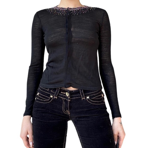 French Connection Sweaters - French Connection beaded black cardigan